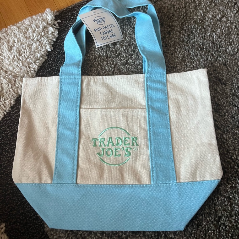 Trader Joe's Blue and Cream Canvas Tote